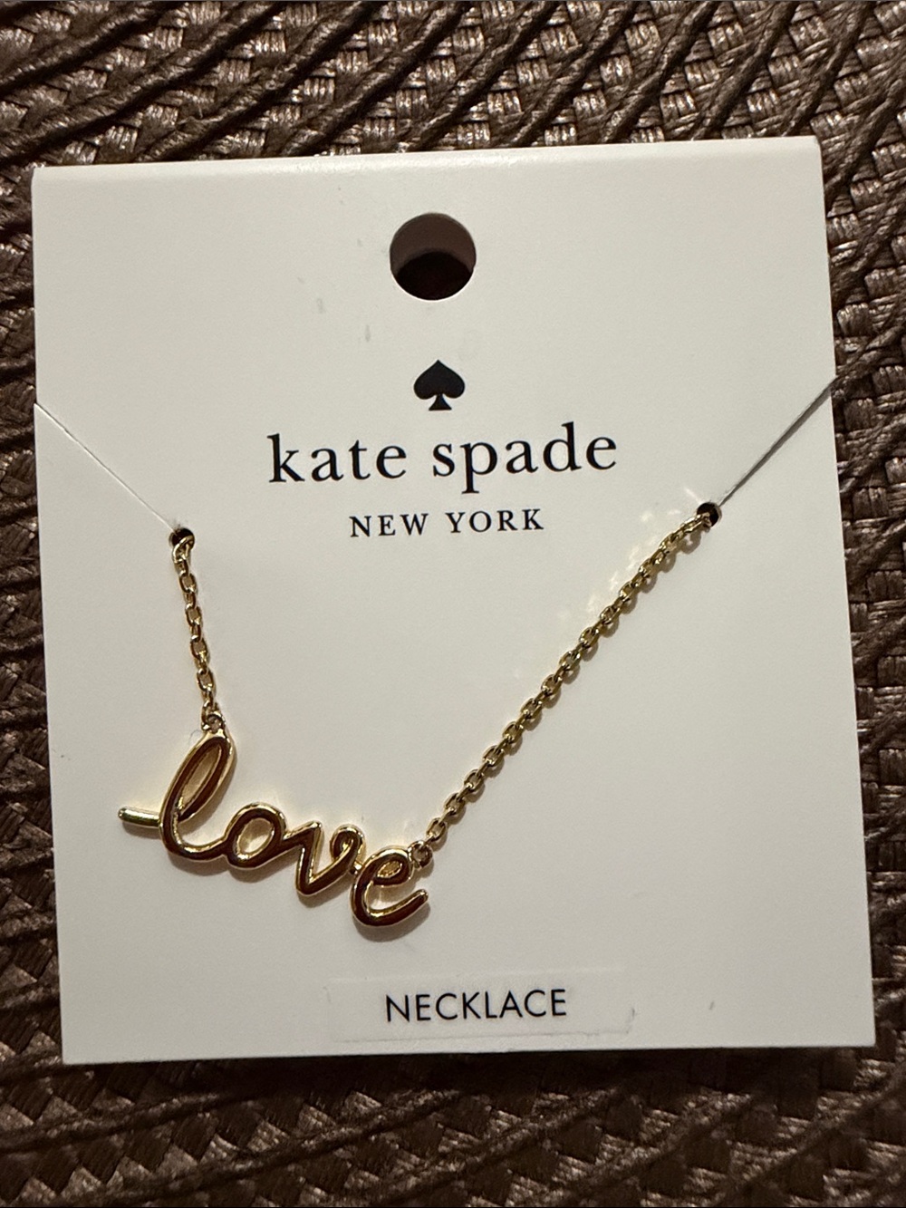 kate spade gold-tone 'love' script pendant necklace